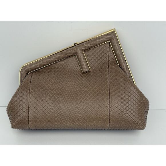 Fendi Beige Python Small First Clutch Bag - Picture 4 of 16